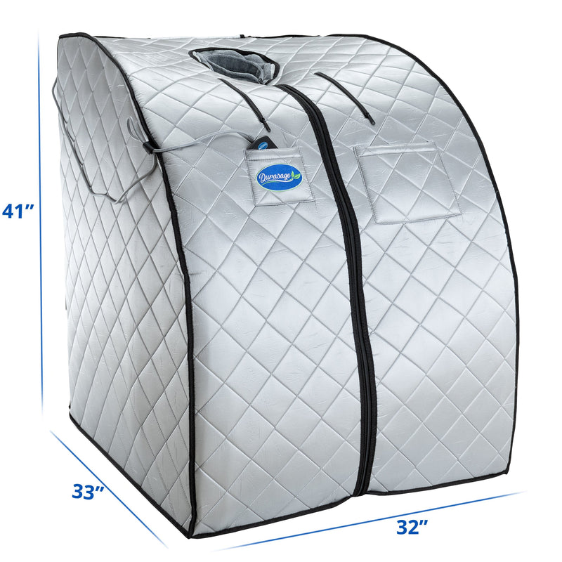 Durasage Health Large Portable Low EMF Negative Ion Indoor Sauna with Chair and Heated Footpad Included - Silver DIF-5000_SILVER