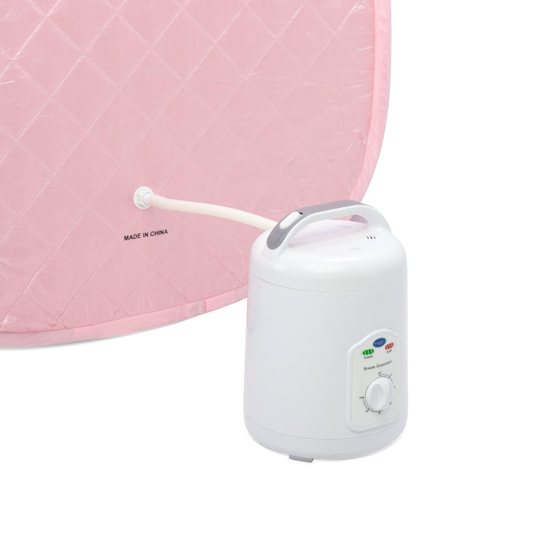 Durasage Health Personal Foldable Steam Sauna for Relaxation at Home, 60 Minute Timer, 800 Watt Steam Generator, Chair Included - Light Pink DFS-M-06