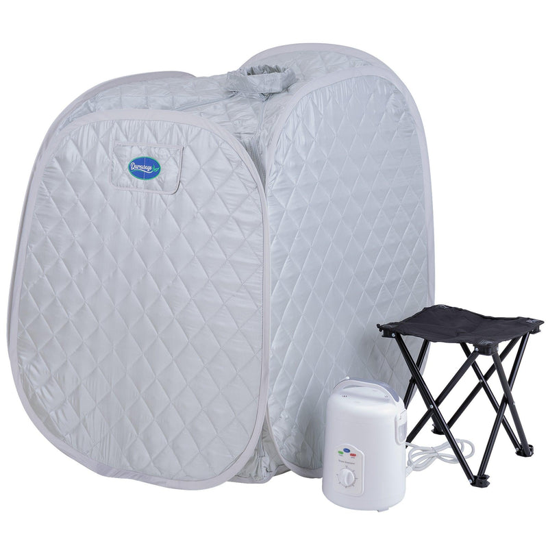 Durasage Health Personal Foldable Steam Sauna for Weight Loss, Detox, Relaxation at Home, 60 Minute Timer, 800 Watt Steam Generator, Chair Included (Silver) DFS-M-01