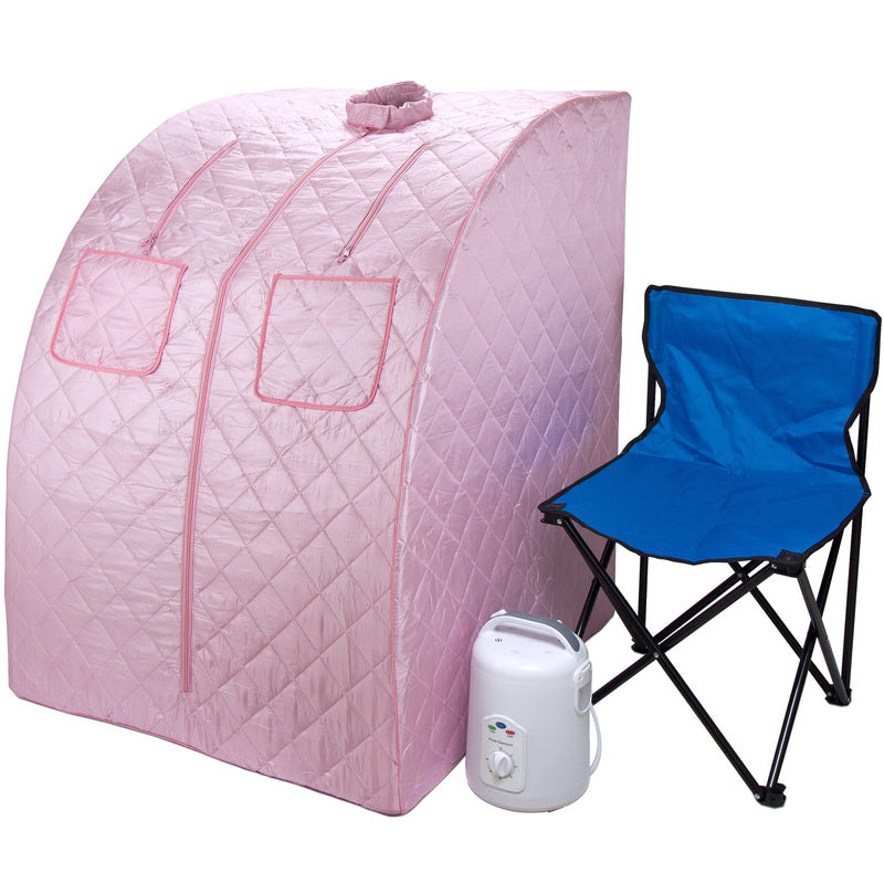 Durasage Health Oversized Portable Steam Sauna for Weight Loss, Detox & Relaxation at Home, Chair Included - Pink DSS-XL-06