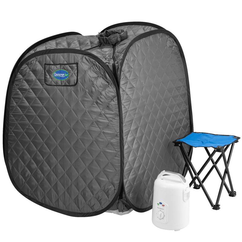 Durasage Health Personal Foldable Steam Sauna for Weight Loss, Detox, Relaxation at Home, 60 Minute Timer, 800 Watt Steam Generator, Chair Included (Gray) DFS-M-03