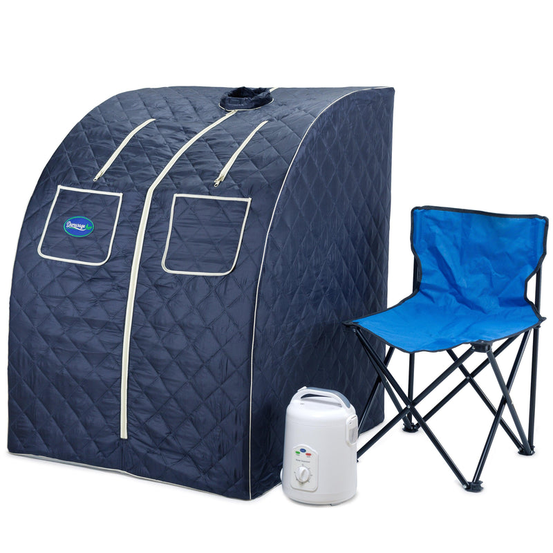 Durasage Health Durasage Oversized Portable Personal Steam Sauna Spa for Relaxation at Home, 60 Minute Timer, 800 Watt Steam Generator, Chair Included - Satin Blue DSS-XL-07