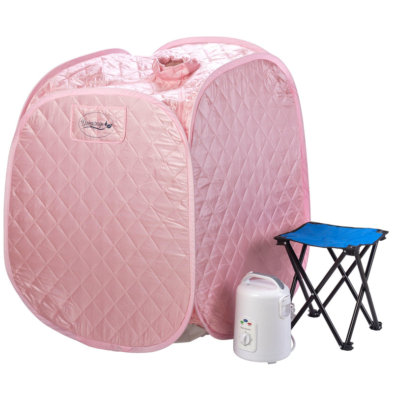 Durasage Health Personal Foldable Steam Sauna for Relaxation at Home, 60 Minute Timer, 800 Watt Steam Generator, Chair Included - Light Pink DFS-M-06