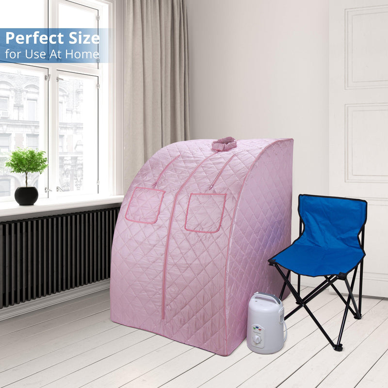 Durasage Health Oversized Portable Steam Sauna for Weight Loss, Detox & Relaxation at Home, Chair Included - Pink DSS-XL-06