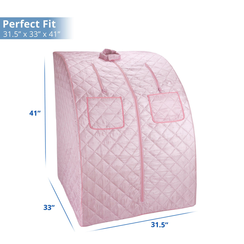 Durasage Health Oversized Portable Steam Sauna for Weight Loss, Detox & Relaxation at Home, Chair Included - Pink DSS-XL-06