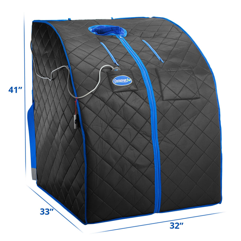 Durasage Health Personal Ultra Low Emf Portable Infrared Sauna for Relaxation at Home, with Handheld Remote Control, Heated Footpad and Chair DIF-5000_BLACK