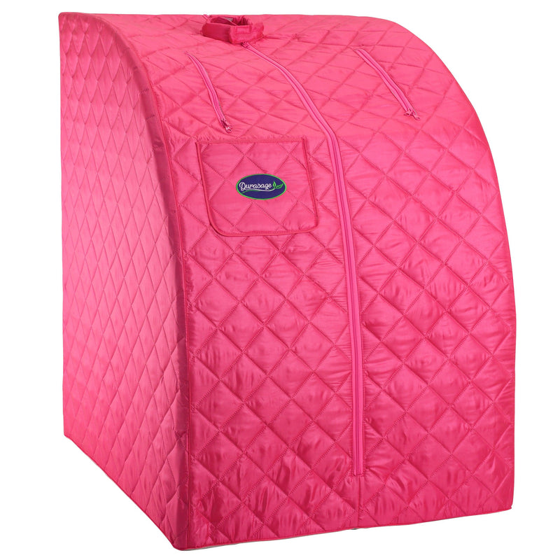 Durasage Health Lightweight Portable Personal Steam Sauna Spa for Relaxation at Home, 60 Minute Timer, 800 Watt Steam Generator, Chair Included - Fuchsia DSS-M-05