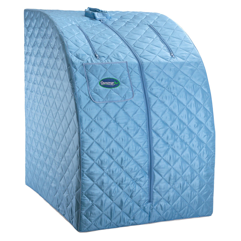 Durasage Health Lightweight Portable Personal Steam Sauna Spa for Relaxation at Home, 60 Minute Timer, 800 Watt Steam Generator, Chair Included - Light Blue DSS-M-04