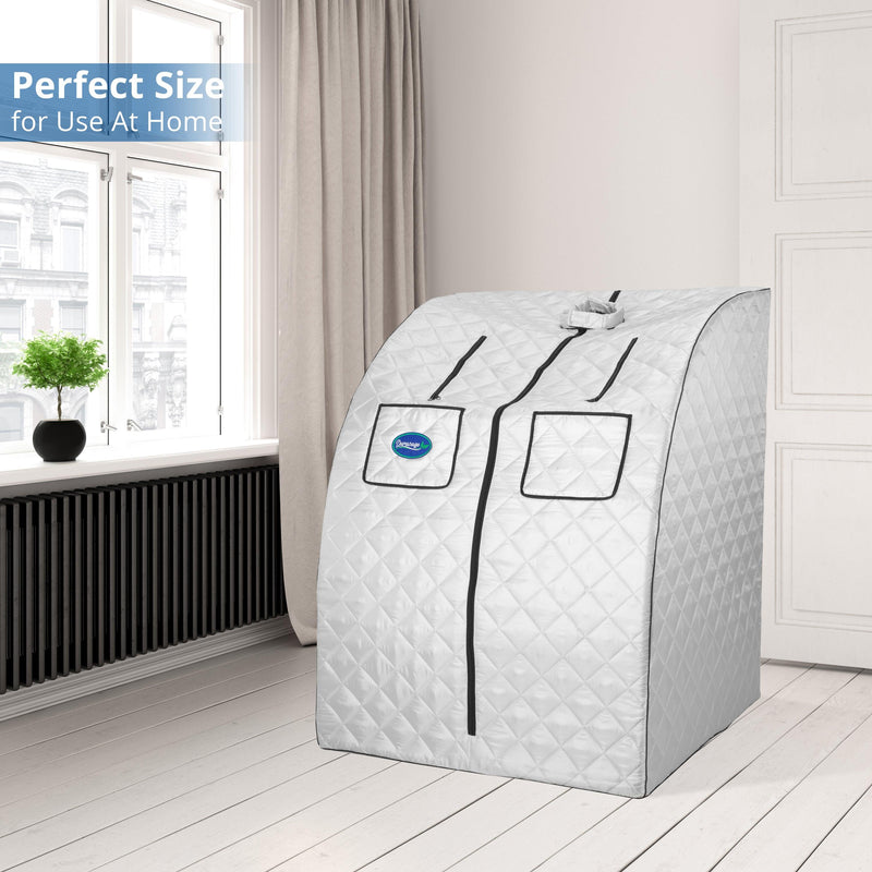 Durasage Health Oversized Portable Steam Sauna for Weight Loss, Detox & Relaxation at Home, Chair Included - Silver DSS-XL-01