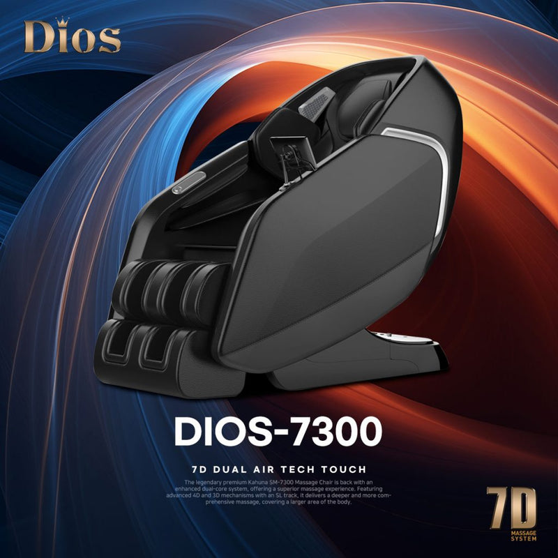 Kahuna Dios Massage Chair 7D Dual Core Air Roller SL-track with 3D Calf Kneading Dios 7300