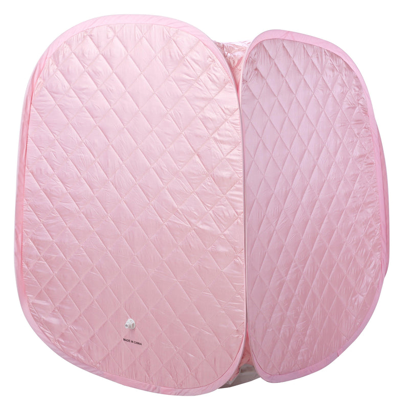 Durasage Health Personal Foldable Steam Sauna for Relaxation at Home, 60 Minute Timer, 800 Watt Steam Generator, Chair Included - Light Pink DFS-M-06