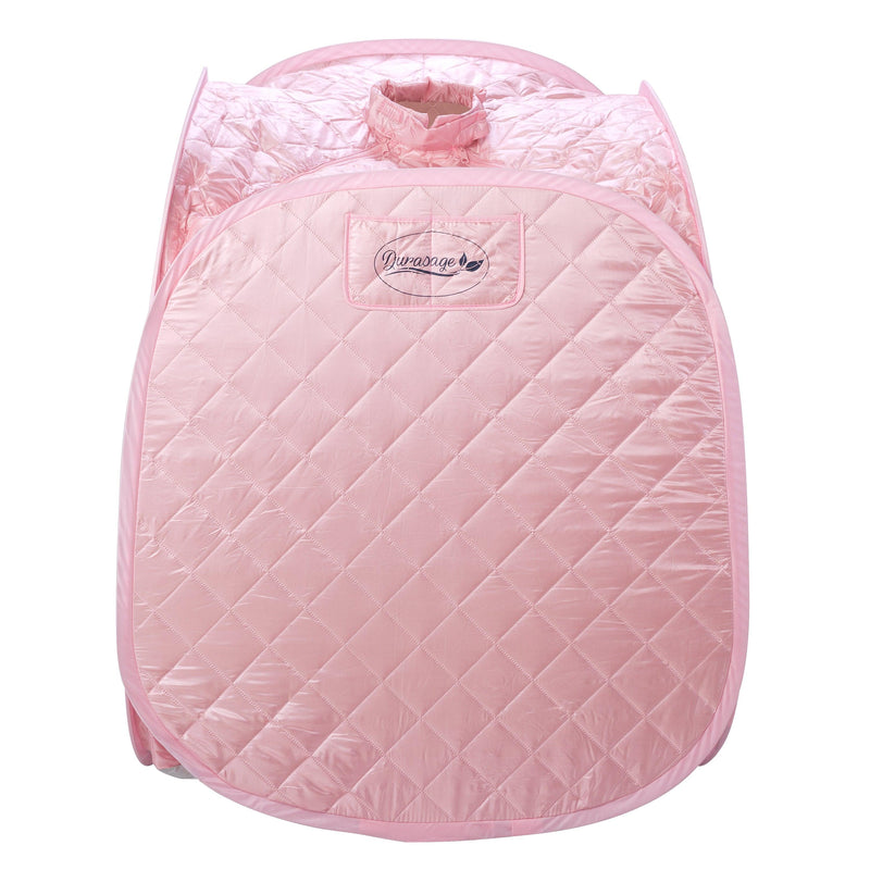 Durasage Health Personal Foldable Steam Sauna for Relaxation at Home, 60 Minute Timer, 800 Watt Steam Generator, Chair Included - Light Pink DFS-M-06