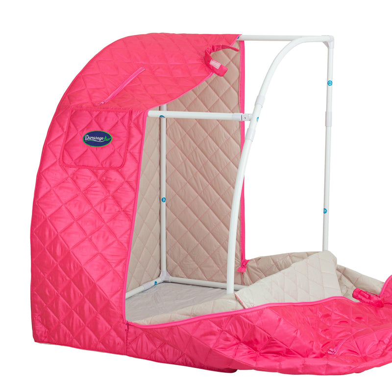 Durasage Health Lightweight Portable Personal Steam Sauna Spa for Relaxation at Home, 60 Minute Timer, 800 Watt Steam Generator, Chair Included - Fuchsia DSS-M-05