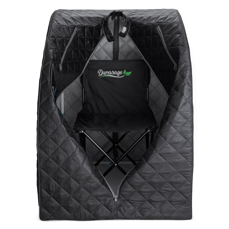 Durasage Health Personal Steam Sauna for Weight Loss, Detox & Relaxation at Home, Chair Included - (Black) DSS-M-09