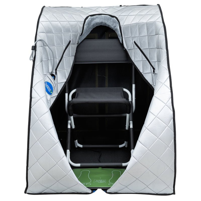 Durasage Health Large Portable Low EMF Negative Ion Indoor Sauna with Chair and Heated Footpad Included - Silver DIF-5000_SILVER