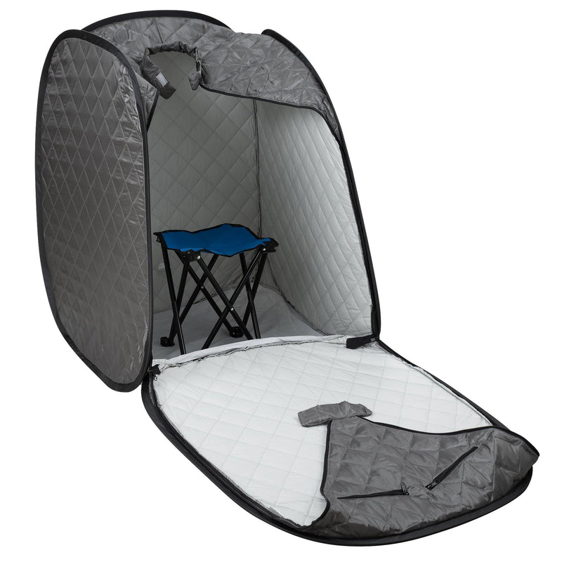 Durasage Health Personal Foldable Steam Sauna for Weight Loss, Detox, Relaxation at Home, 60 Minute Timer, 800 Watt Steam Generator, Chair Included (Gray) DFS-M-03