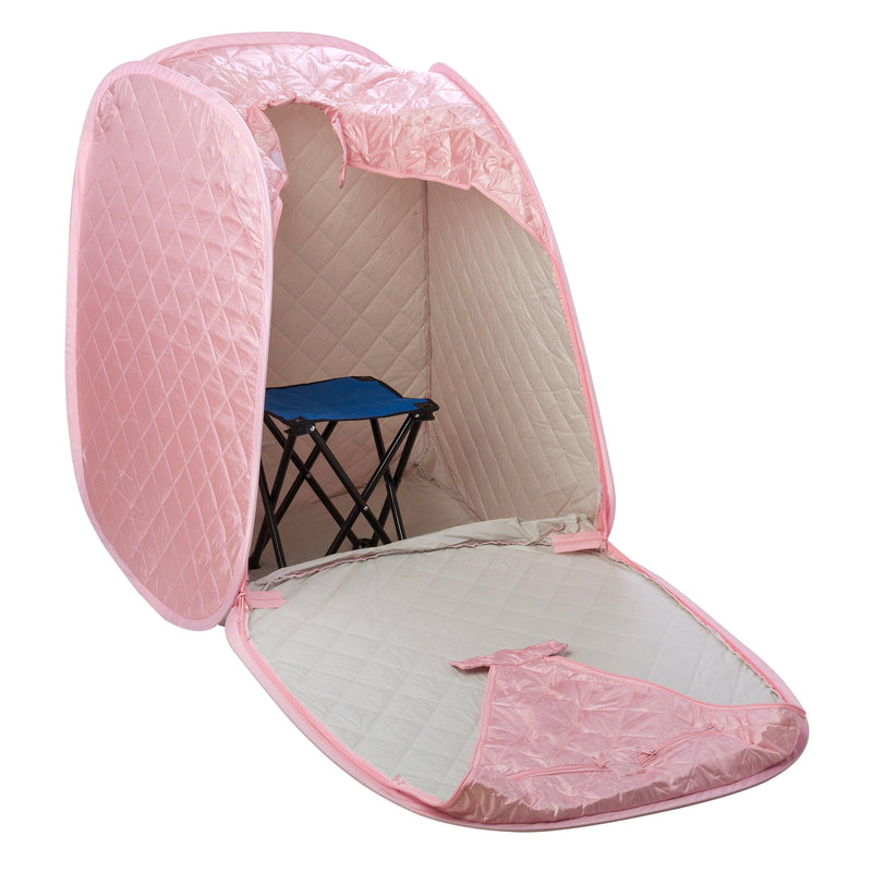 Durasage Health Personal Foldable Steam Sauna for Relaxation at Home, 60 Minute Timer, 800 Watt Steam Generator, Chair Included - Light Pink DFS-M-06