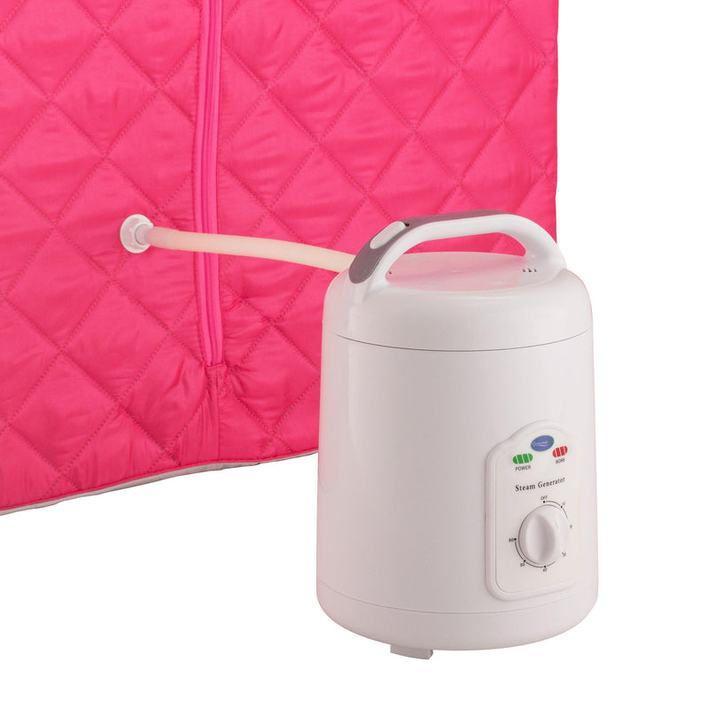 Durasage Health Lightweight Portable Personal Steam Sauna Spa for Relaxation at Home, 60 Minute Timer, 800 Watt Steam Generator, Chair Included - Fuchsia DSS-M-05