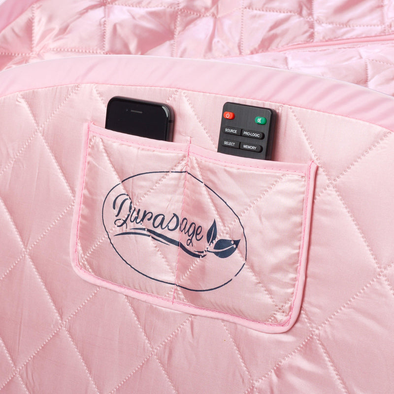 Durasage Health Personal Foldable Steam Sauna for Relaxation at Home, 60 Minute Timer, 800 Watt Steam Generator, Chair Included - Light Pink DFS-M-06