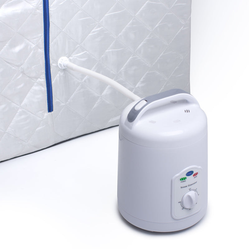 Durasage Health Lightweight Portable Personal Steam Sauna Spa for Relaxation at Home, 60 Minute Timer, 800 Watt Steam Generator, Chair Included - Blue Trim DSS-M-12