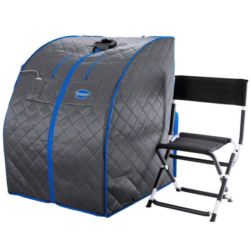 Durasage Health Personal Portable Infrared Sauna with Premium Chair, 30 Minute Timer, with Negative ION and Heated Footpad - Gray DIS-XL03-Gray