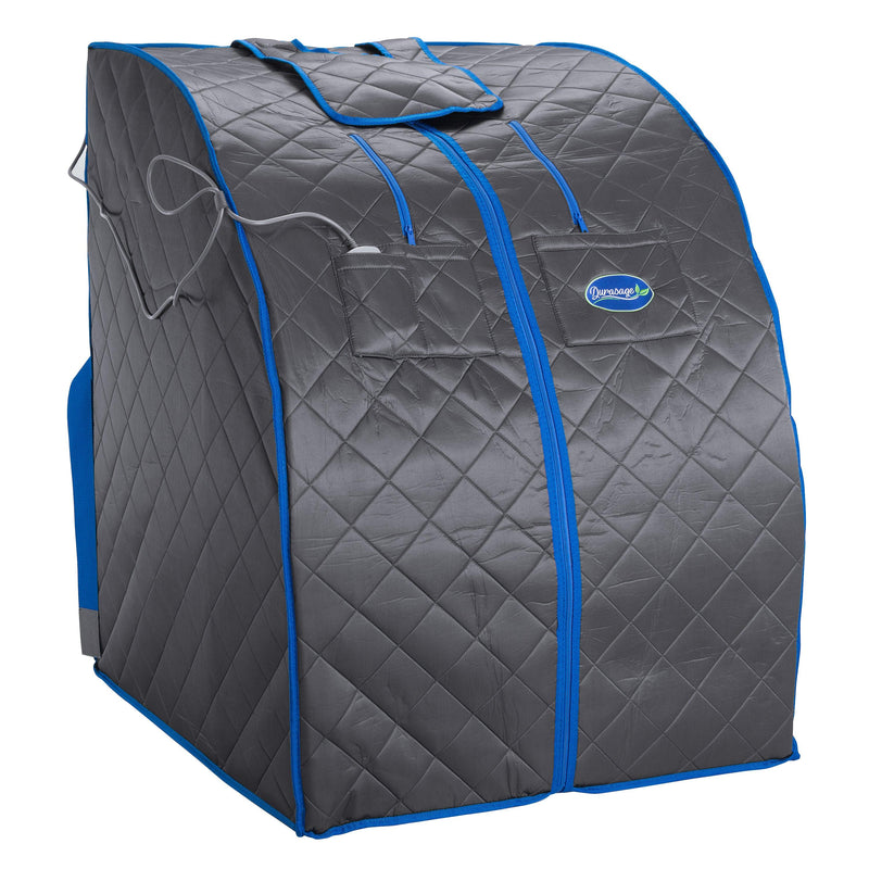 Durasage Health Personal Portable Infrared Sauna with Premium Chair, 30 Minute Timer, with Negative ION and Heated Footpad - Gray DIS-XL03-Gray