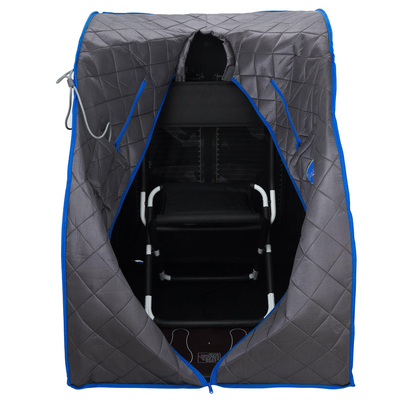 Durasage Health Personal Portable Infrared Sauna with Premium Chair, 30 Minute Timer, with Negative ION and Heated Footpad - Gray DIS-XL03-Gray