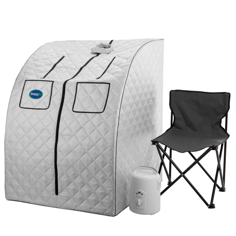 Durasage Health Oversized Portable Steam Sauna for Weight Loss, Detox & Relaxation at Home, Chair Included - Silver DSS-XL-01