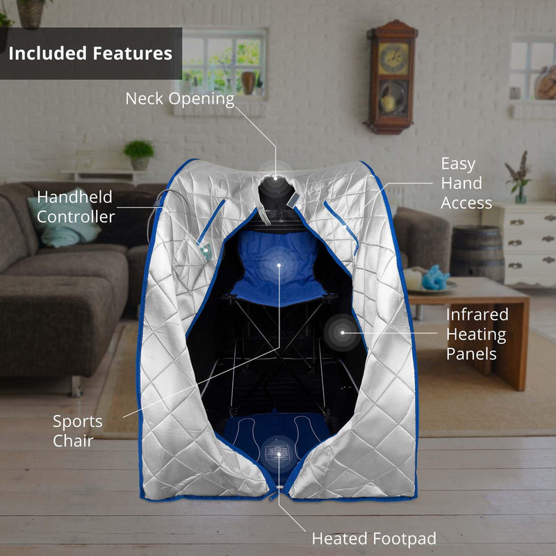 Durasage Health Infrared Heated Personal Sauna with Heating Foot Pad and Chair FIS-101