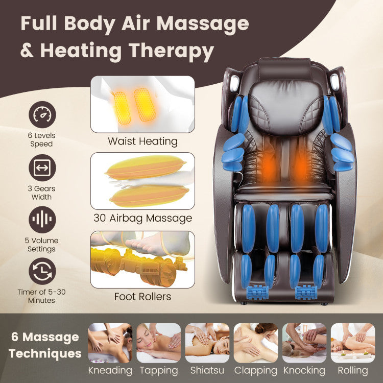 Costway Provox 27-Comfort Full Body Massage Chair with SL Track Airbags Heating JL10027WL