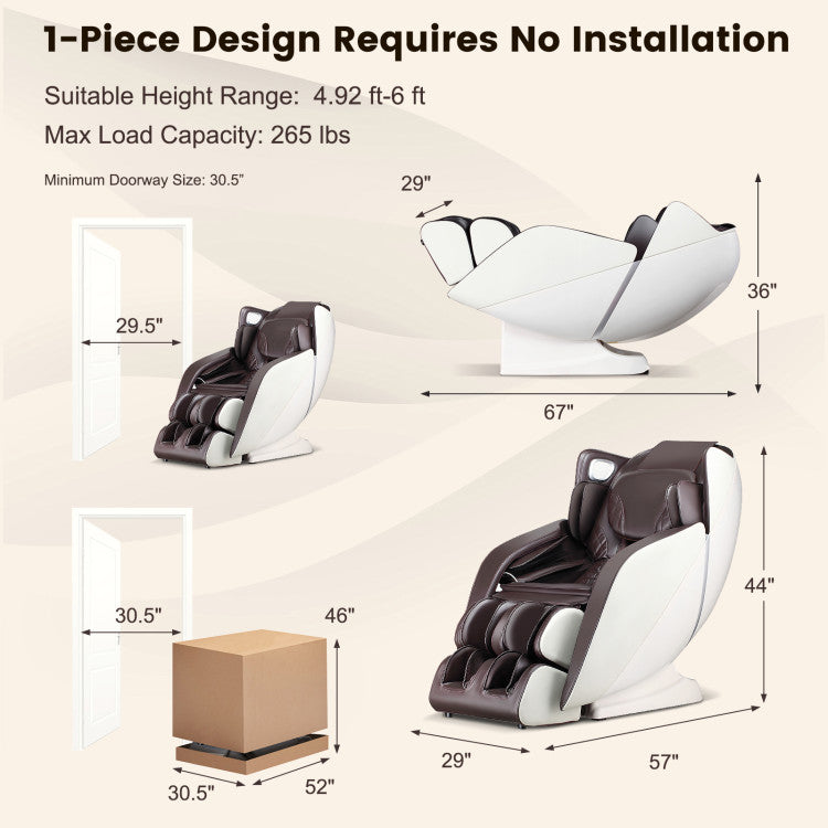 Costway Provox 27-Comfort Full Body Massage Chair with SL Track Airbags Heating JL10027WL