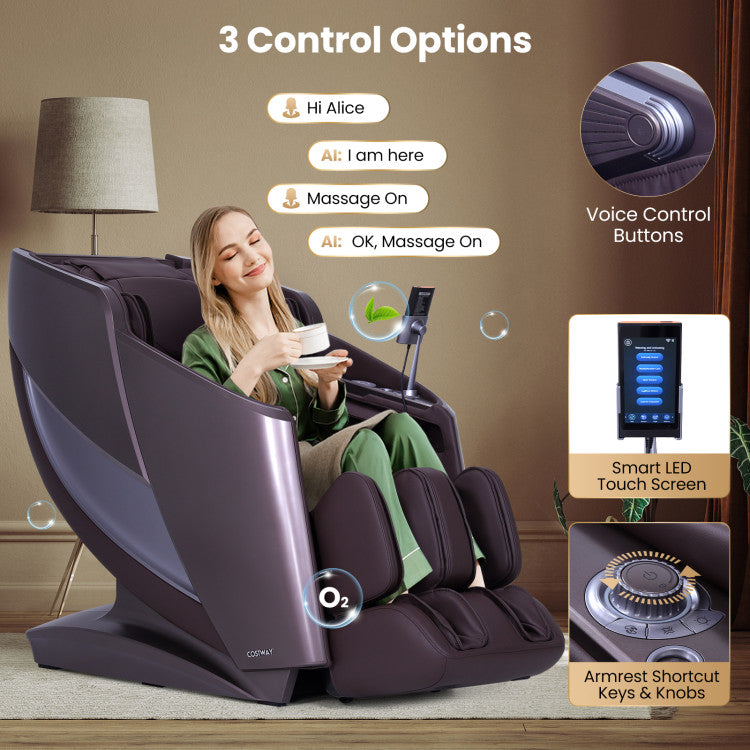Costway 2025 Enjoyment 42 - Full Body Zero Gravity Massage Recliner with Airbags and Foot Rollers JL10042WL