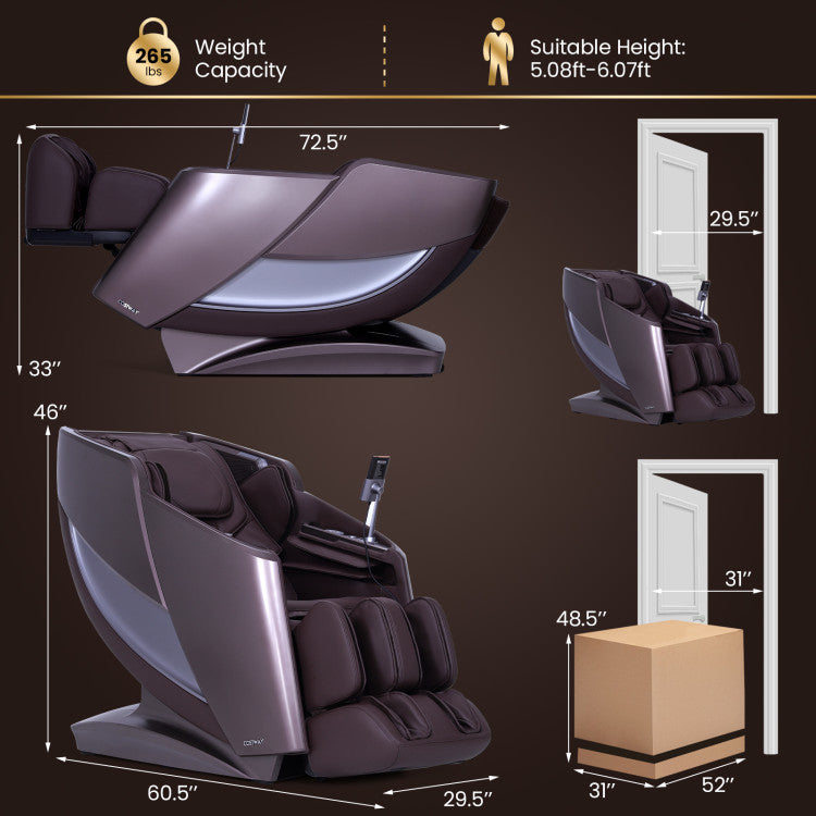 Costway 2025 Enjoyment 42 - Full Body Zero Gravity Massage Recliner with Airbags and Foot Rollers JL10042WL