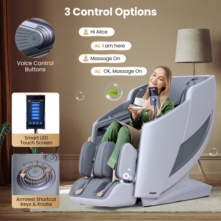 Costway 2025 Enjoyment 42 - Full Body Zero Gravity Massage Recliner with Airbags and Foot Rollers JL10042WL