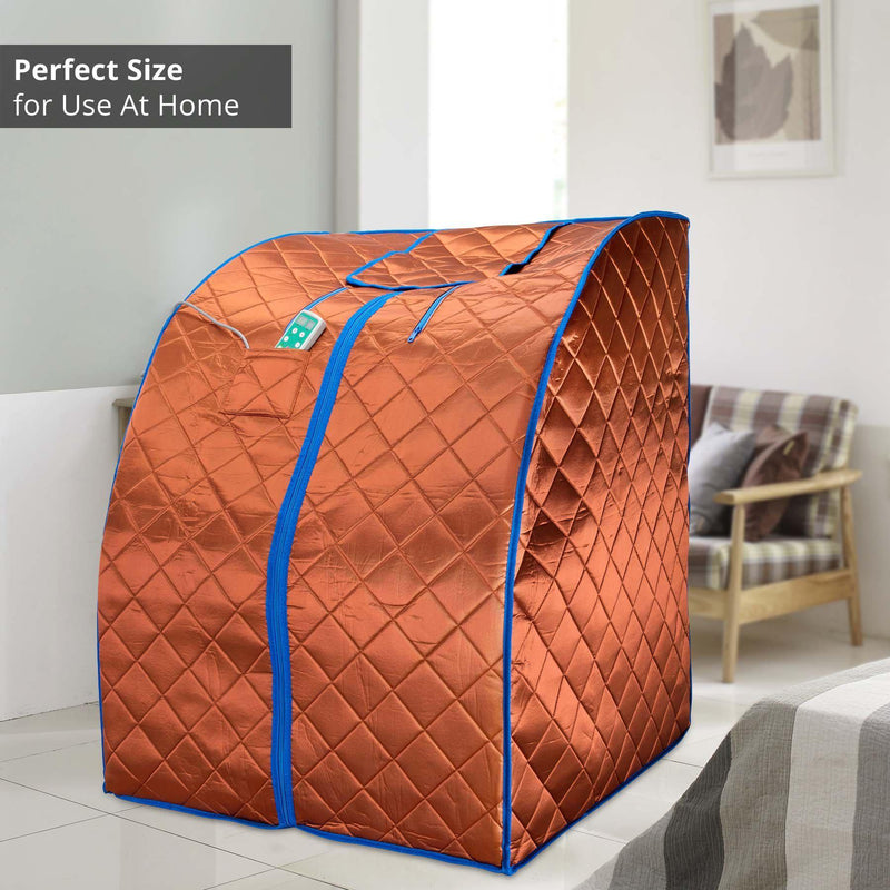 Durasage Health Large Portable Low EMF Negative Ion Indoor Sauna with Chair and Heated Footpad Included - Copper DIF-5000_COPPER
