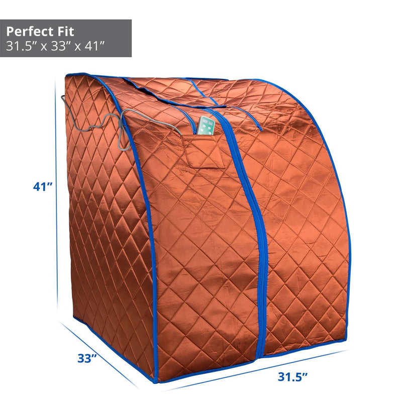 Durasage Health Large Portable Low EMF Negative Ion Indoor Sauna with Chair and Heated Footpad Included - Copper DIF-5000_COPPER