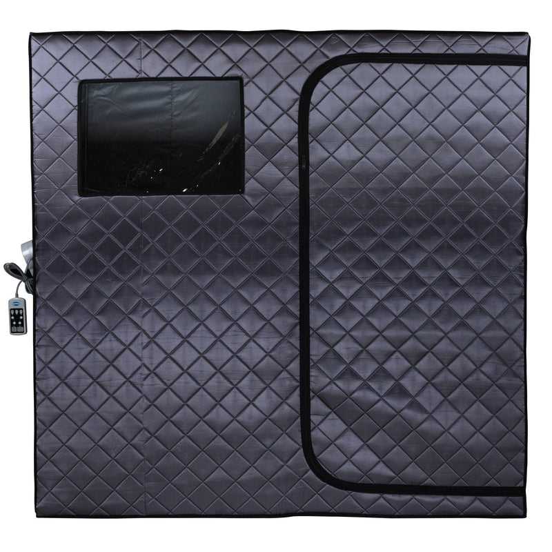 Durasage Health Portable Full Size Infrared Sauna for at Home | Ultra Low EMF Infrared | LED Lighting, Heating Foot Pad, Ceramic Heat Fan (2-Person) DIR-2P-03
