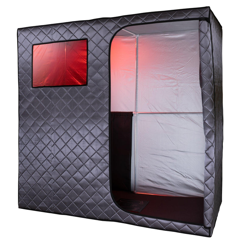 Durasage Health Portable Full Size Infrared Sauna for at Home | Ultra Low EMF Infrared | LED Lighting, Heating Foot Pad, Ceramic Heat Fan (2-Person) DIR-2P-03