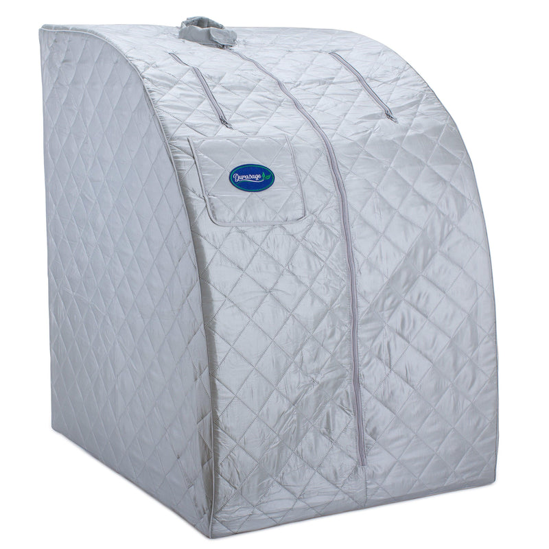 Durasage Health Lightweight Portable Personal Steam Sauna Spa for Relaxation at Home, 60 Minute Timer, 800 Watt Steam Generator, Chair Included - Silver DSS-M-01
