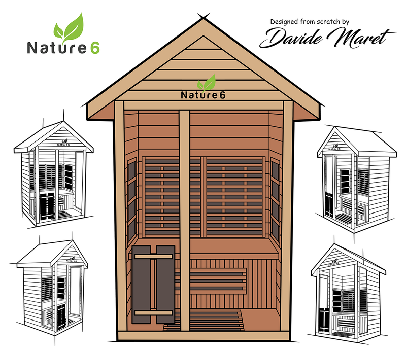 Medical Sauna Hybrid Outdoor Sauna Nature 6 Version 2 Full Spectrum Infrared Tech