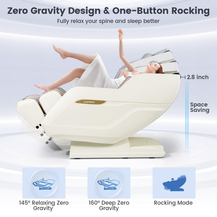 Costway Therapy 36-2024 New 3D Model-SL Track Massage Chair with Airbags Waist and Calves Heating Foot Rollers JL10036WL-BN