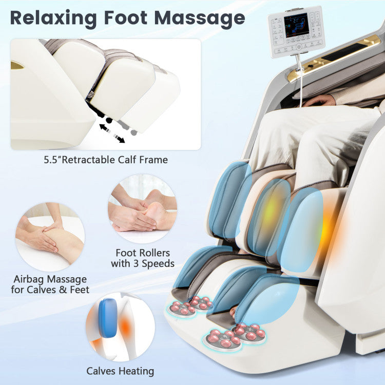 Costway Therapy 36-2024 New 3D Model-SL Track Massage Chair with Airbags Waist and Calves Heating Foot Rollers JL10036WL-BN