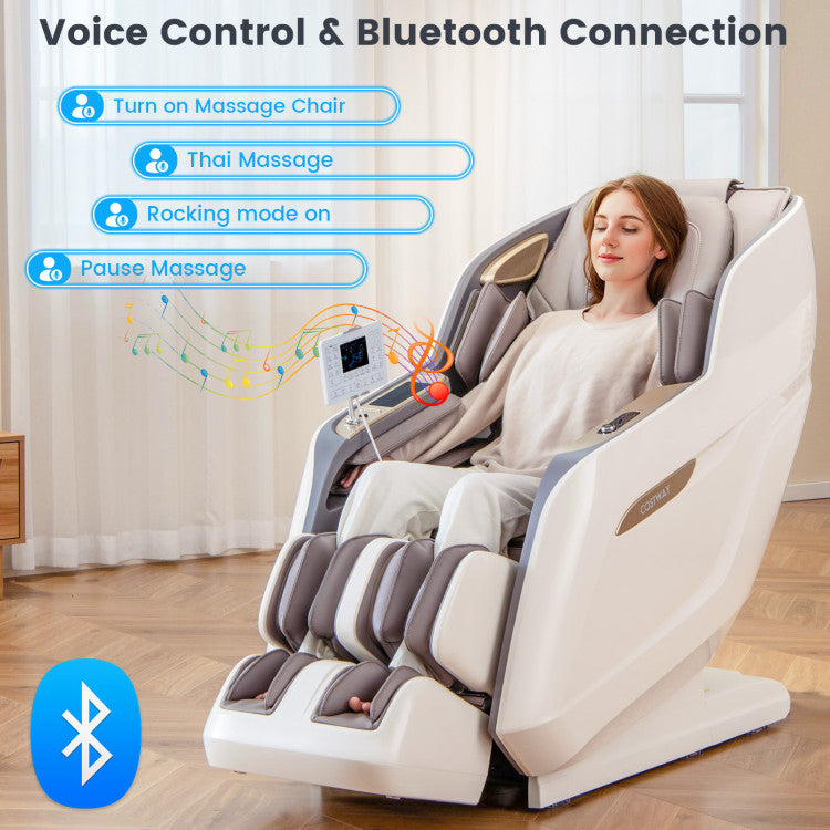 Costway Therapy 36-2024 New 3D Model-SL Track Massage Chair with Airbags Waist and Calves Heating Foot Rollers JL10036WL-BN