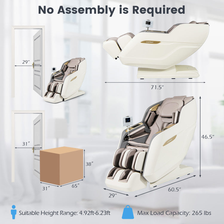 Costway Therapy 36-2024 New 3D Model-SL Track Massage Chair with Airbags Waist and Calves Heating Foot Rollers JL10036WL-BN